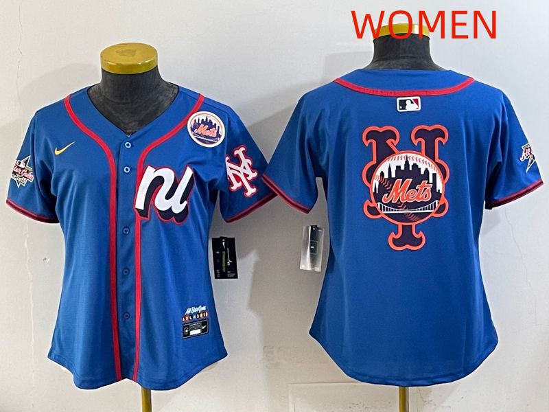 Women 2025 New York Mets Blank Blue All star Nike MLB Jersey style 05->women mlb jersey->Women Jersey